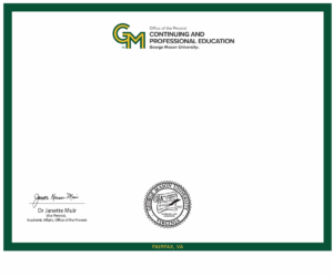 Continuing and Professional Education Mason Certificate Sample image